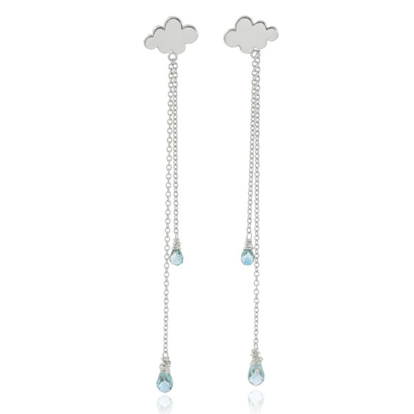Sterling silver April showers rain cloud drop earrings