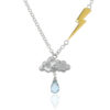 Sterling silver thunderstorm cloud and lightning bolt necklace