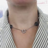 Multi-combination Torus Chain Necklace - Silver & Hematite - Shown worn
