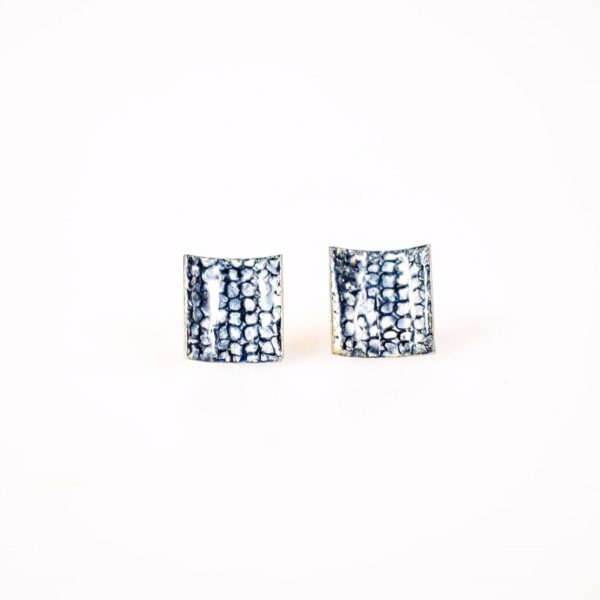 Blue Square Curved Studs