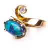 18ct yellow gold black Opal and Diamond ring