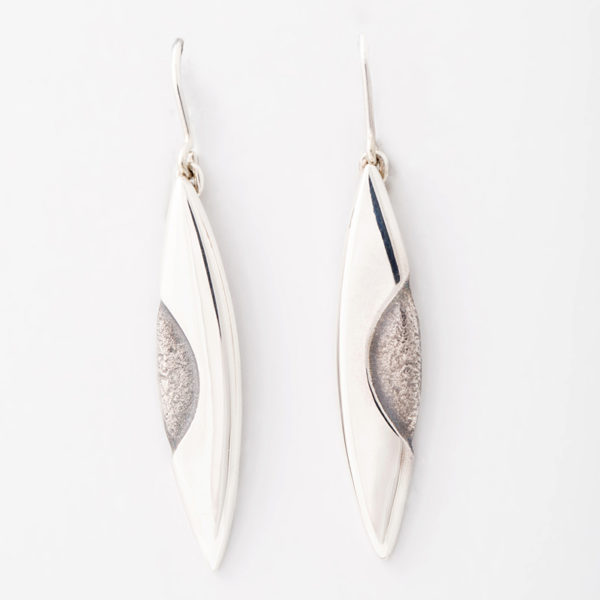 The Designer Collection. A solid silver balanced   drop   earrings.