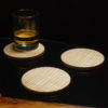 Drinks coasters in rippled sycamore