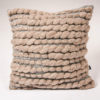 Cassandra Sabo’s handwoven Merino wool square 'Burrows' cushion from her Forest Collection