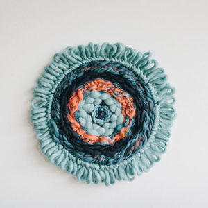 Cassandra Sabo’s ‘West Coast 1’ woven circular textile artwork from her West Coast Collection