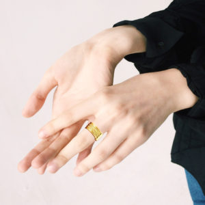 18k Yellow Gold Semainier Ring - on model
