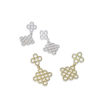 Beaded Quatrefoil Dangle Earrings Collection - Silver and Gold variations - on white background