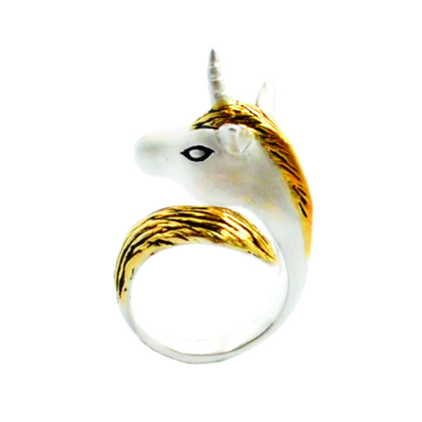 Gold Silver Unicorn Ring_Monvatoo