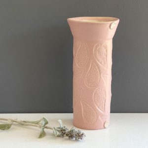 Libby Daniels small cylinder vase matt pink paisley