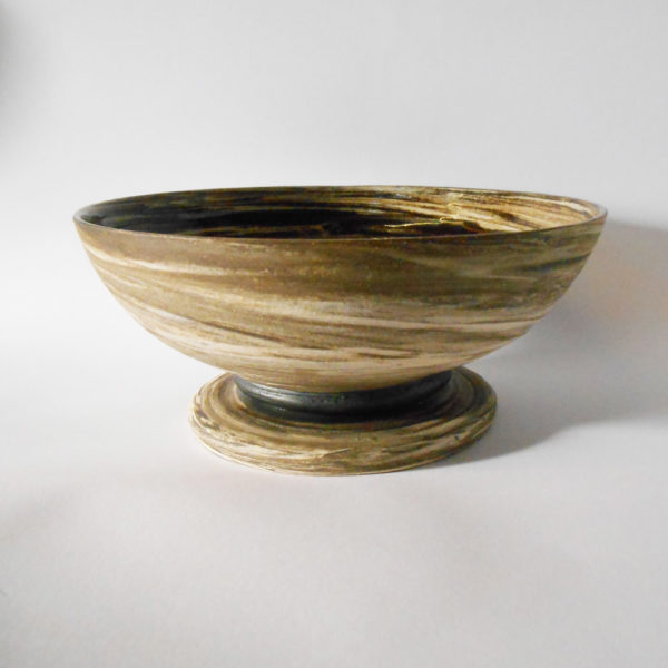 B and w clays marbled stemmed bowl